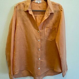 100% Linen Bella Dahl Peach Button-Up Blouse